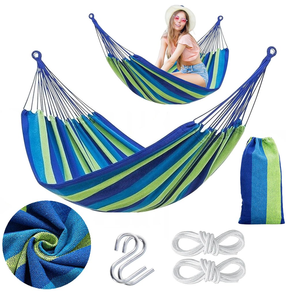 Bluegarden Bluegarden, 1-miestna hojdacia sieť 190x140 cm, modrá-zelená, OGR-09007