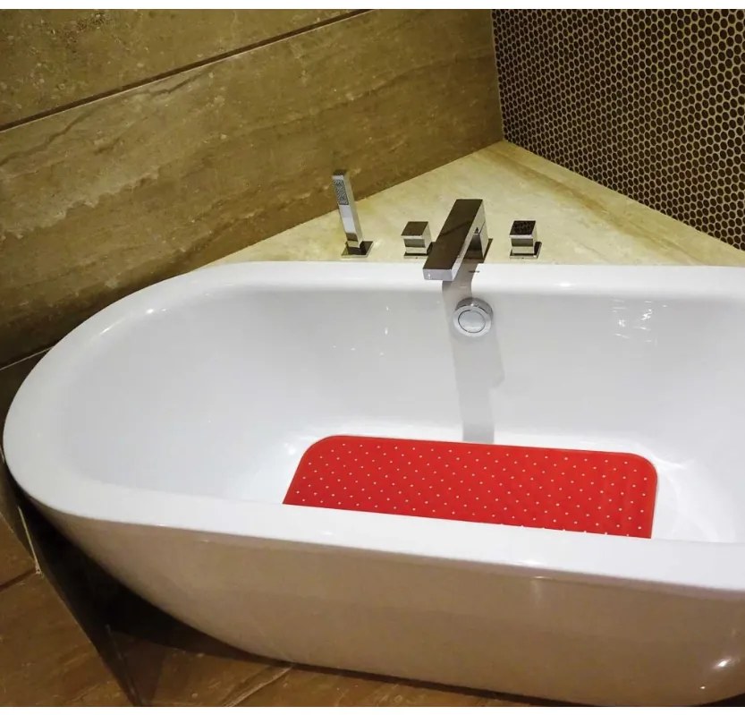 Spirella Protišmyková podložka do vane CLASS Premium, červená, 36 x 97 cm