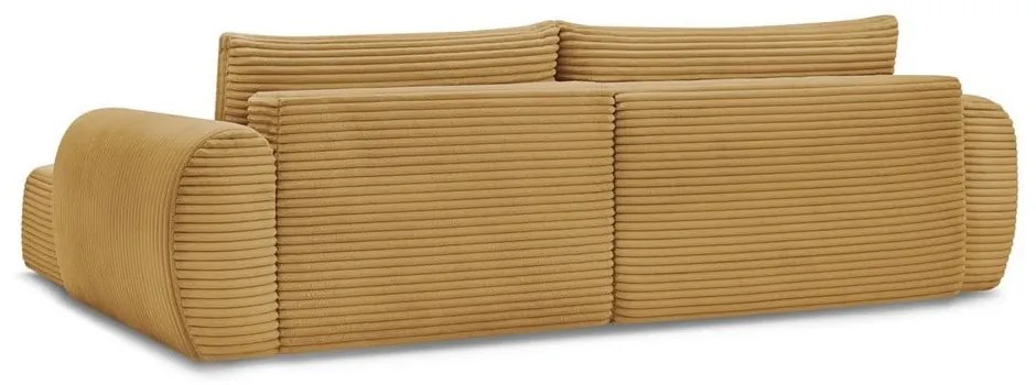 Menčestrová rozkladacia rohová pohovka v horčicovej farbe (pravý roh) Lucien – Bobochic Paris