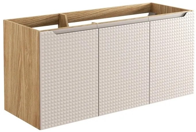 Závěsná skříňka Luxor Beige Sky se zápustným umyvadlem 120 cm béžová/dub olejovaný