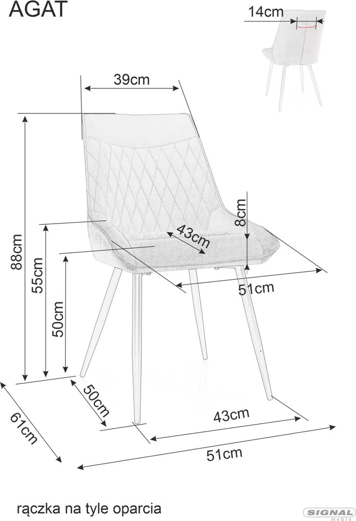SI Stolička Agat Velvet tmavá béžová