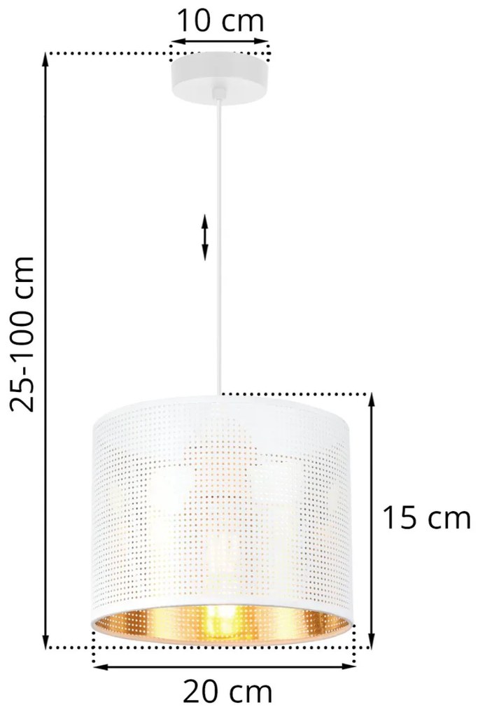 Závesné svietidlo Asti0, 1x biele PVC tienidlo, (fi 20cm), g, w