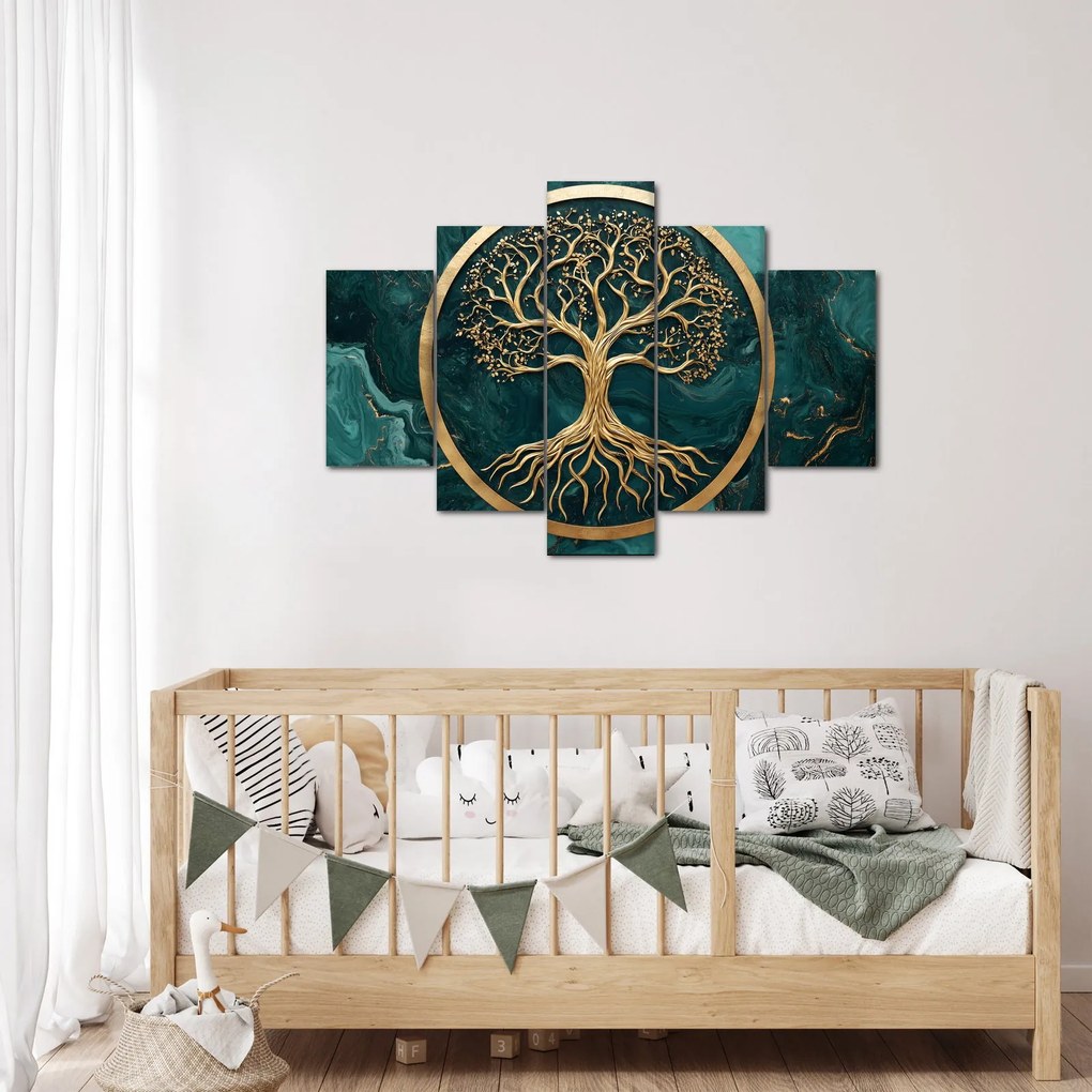 Obraz – Zlatý strom života v mramore (150x105 cm)