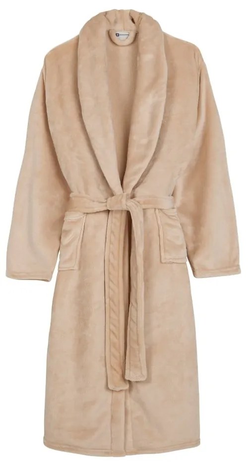 Béžový župan z mikroplyšu veľkosť M/L Polyvelvet – Good Morning