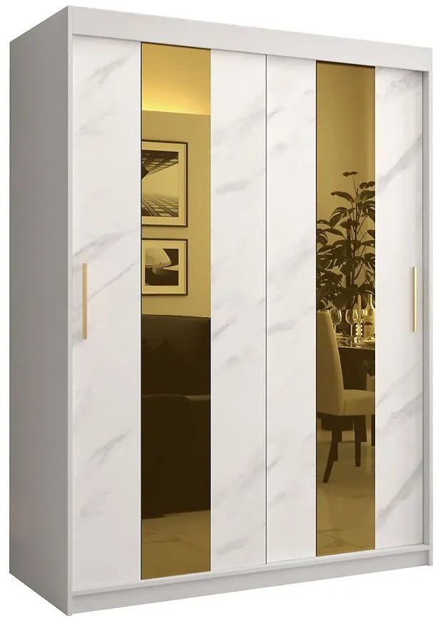 Skriňa Platinum Pole 150 biely mramor/biely