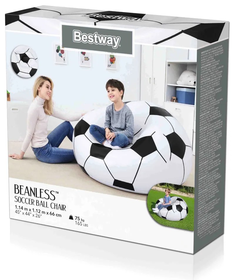 Lean Toys Bestway nafukovacie kreslo – Futbalová lopta 75010