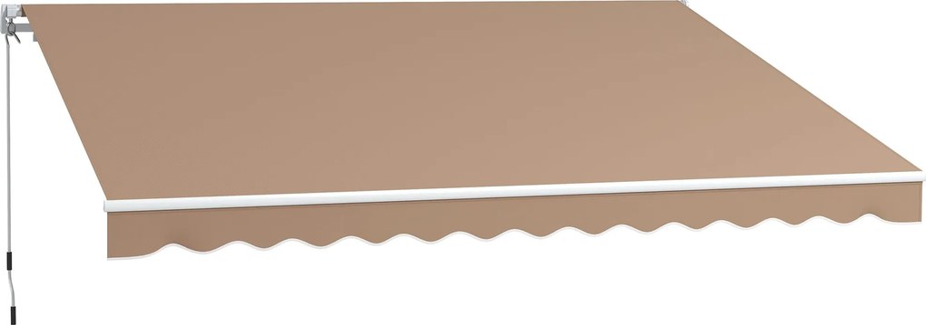 Outsunny Ručná Zásuvná Markíza 350 cm x 250 cm na Balkon s Kovovou Kľukou, Vodoodolná a Proti UV Externá Zrolovateľná Markíza pre Záhradu a Terasu | A