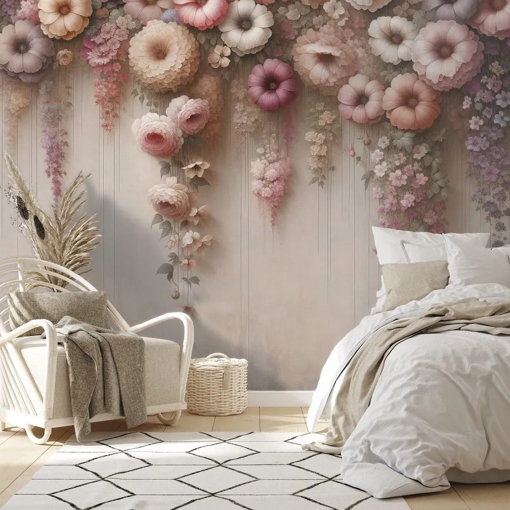 Samolepiaca tapeta pastelové visiace kvety