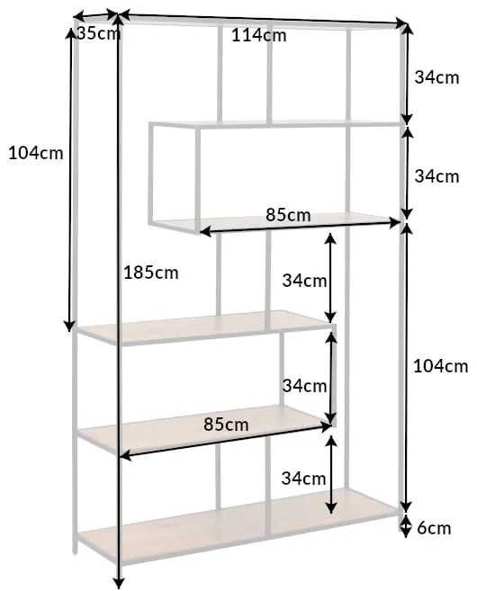 Polica Slim Line 185x115cm dub divoký čierny