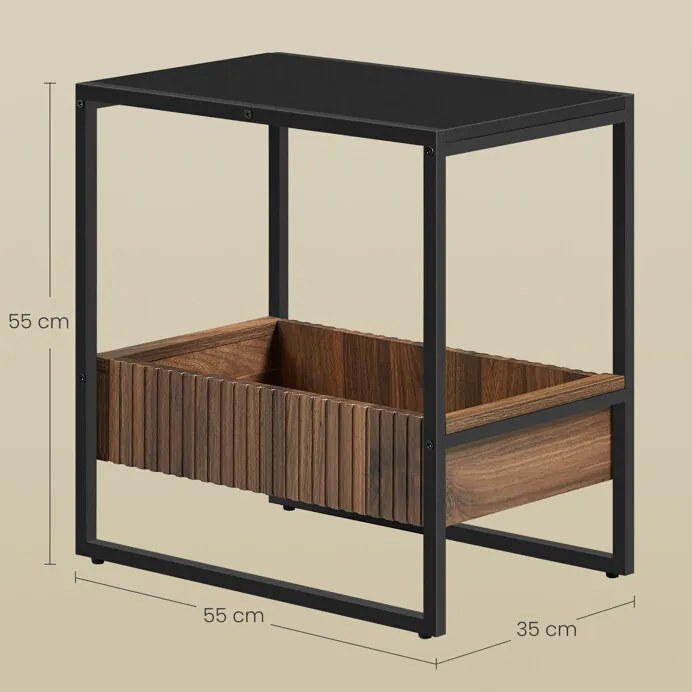 Autronic BONTEC Odkladací stolík 55x35x56cm, mdf, orech, AKF-E1082 BK Farba: Čierna