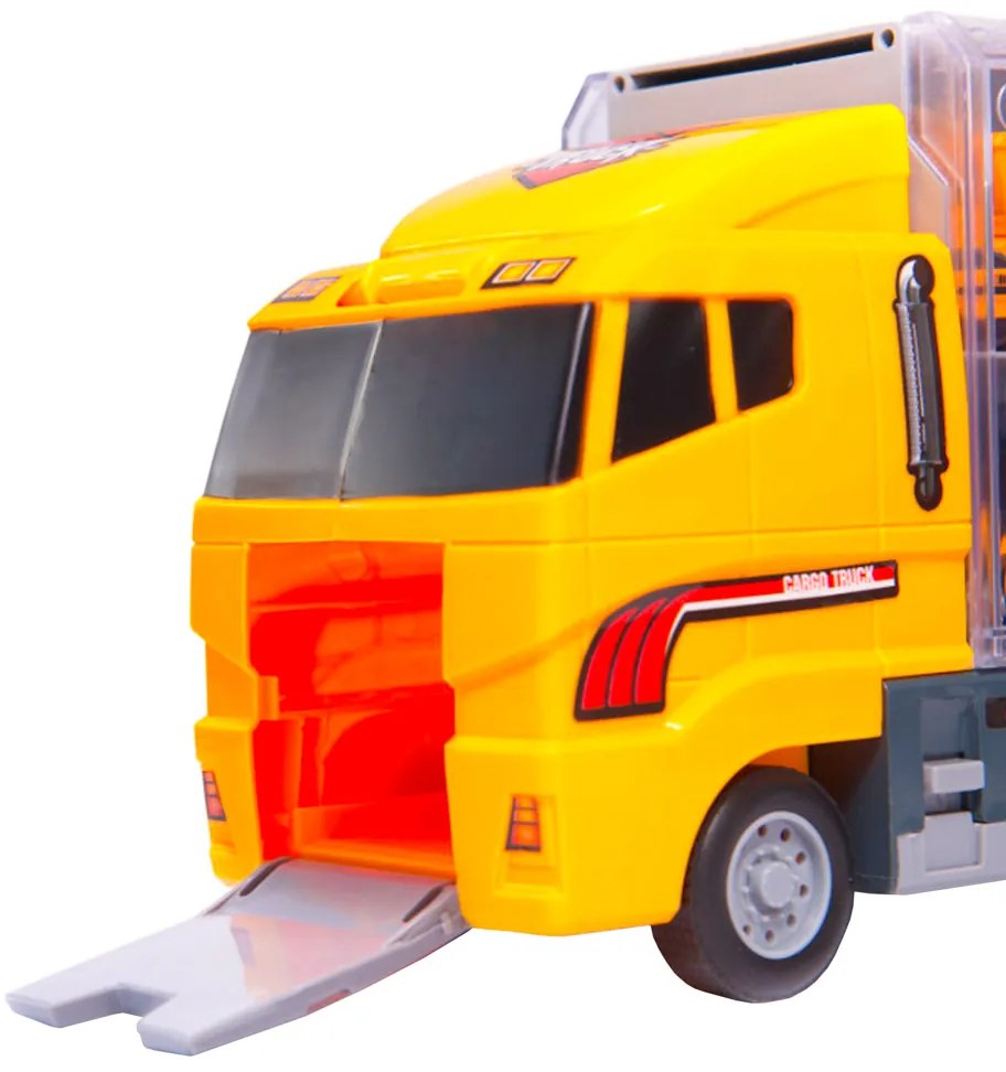 KIK Nákladné auto transportér so 6 kovovými stavebnými strojmi