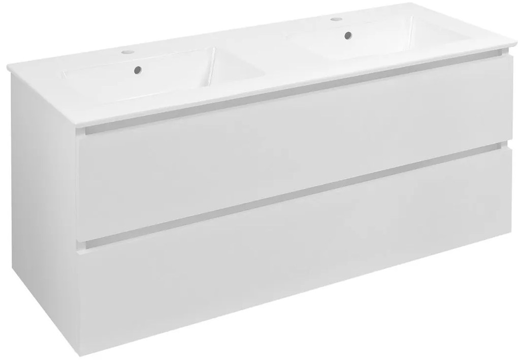 Sapho Sapho, EZARA dvojumývadlová skrinka 120x55x46cm, biela lesk, EZ121-3030