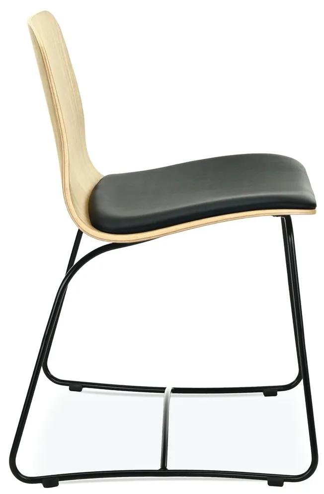 FAMEG Hips - AM-1802 - jedálenská stolička Farba dreva: dub premium, Čalúnenie: koža L1