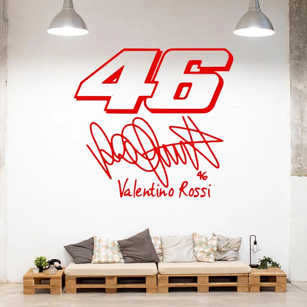 Veselá Stena Samolepka Valentino Rossi 46 Farba: černá, Veľkosť: 80 x 75 cm