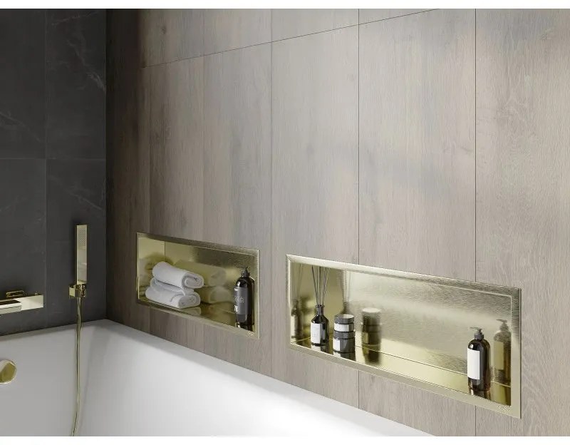 Mexen X-Wall-R, polička na zapustenie na obklad s golierom 60 x 20 cm, zlatá lesklá, 1950602010