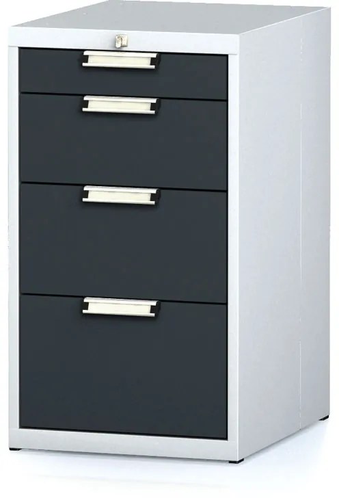 Dielenský zásuvkový box na náradie MECHANIC, 4 zásuvky, 480 x 600 x 840 mm, antracitové dvere