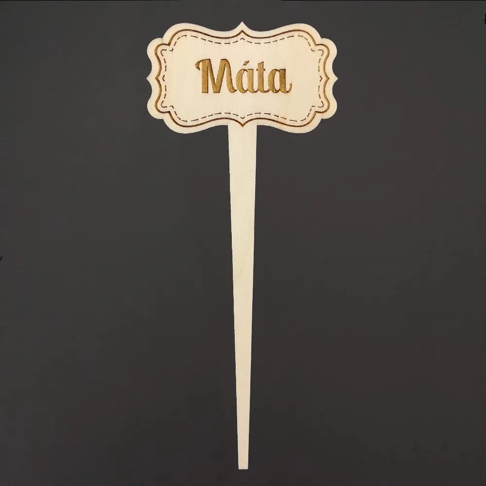 AMADEA Drevený zápich - ceduľka na bylinky Mäta, výška 20 cm, český výrobok