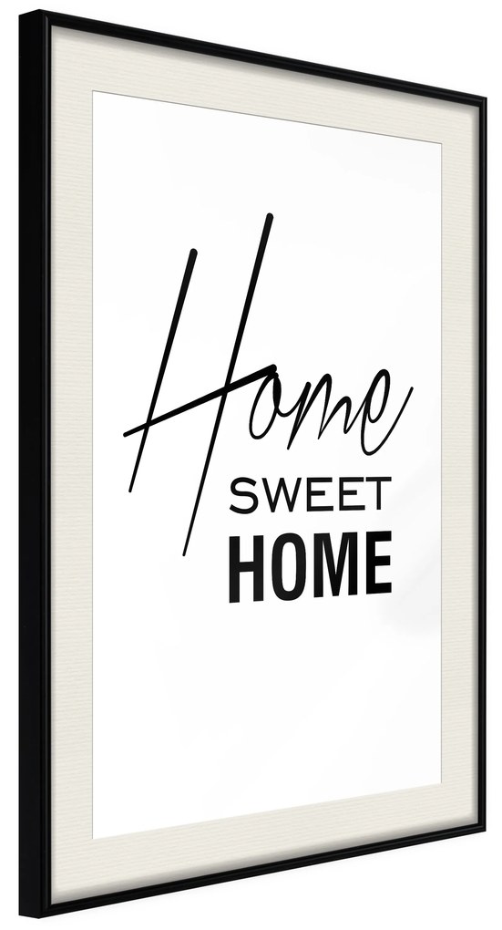 Artgeist Plagát - Black and White: Home Sweet Home [Poster] Veľkosť: 30x45, Verzia: Zlatý rám