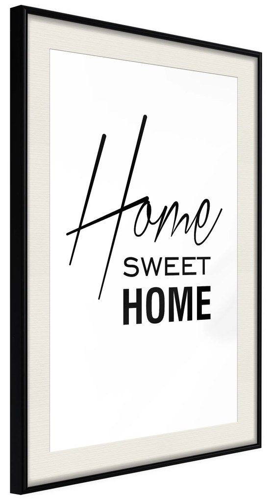 Artgeist Plagát - Black and White: Home Sweet Home [Poster] Veľkosť: 40x60, Verzia: Čierny rám s passe-partout