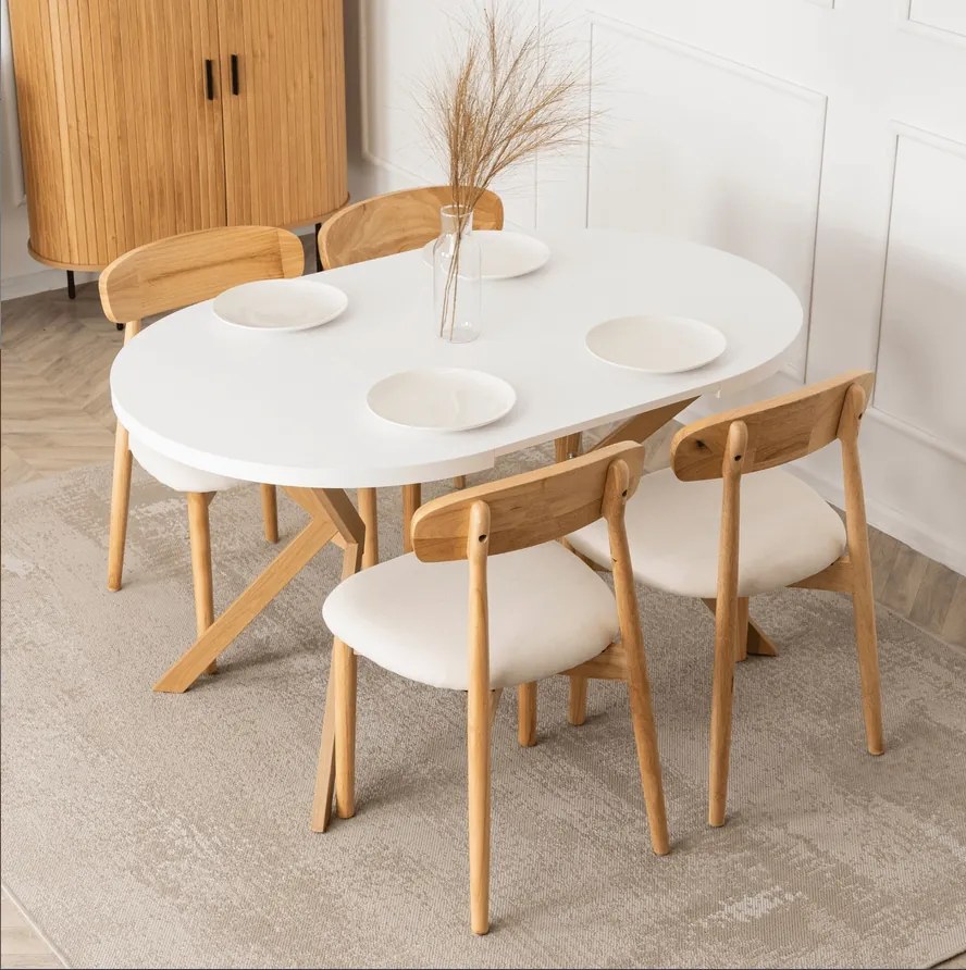 Stôl RENO 90–190 cm Biely/Dub