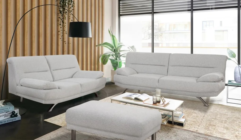 Dvojsedák Bruno, šedo-biela tkanina