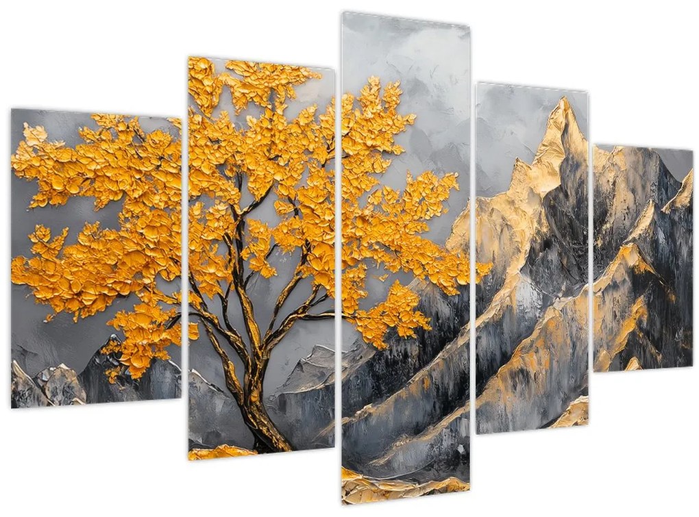 Obraz – Zlatý strom v horách (150x105 cm)