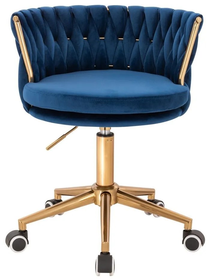 LuxuryForm DESIGN Stolička LYON VELUR na zlatej podstave s kolieskami - modrá