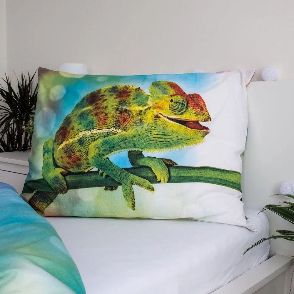 Zelené bavlnené detské obliečky so svietiacim efektom na jednolôžko 140x200 cm Chameleon – Jerry Fabrics