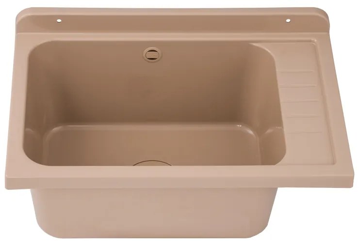 Gamma Selva, univerzálna plastová výlevka 58x38x26,7 cm + sifón, 1-komorová, béžová, GMA-KGS58-B