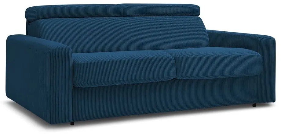 Tmavomodrá menčestrová rozkladacia pohovka 195 cm Monaco – Bobochic Paris