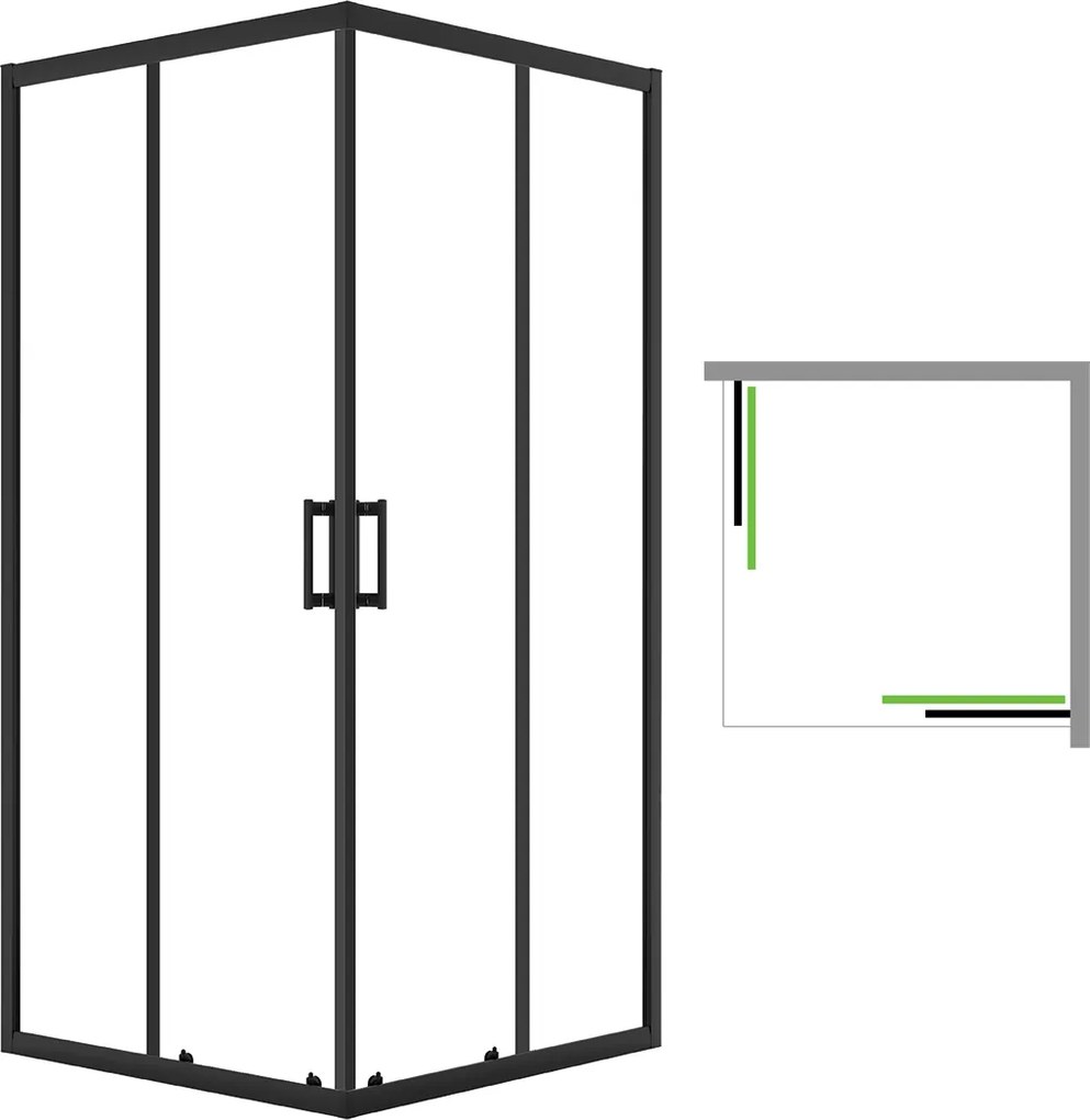 Laveo Štvorcový sprchový kút Desna 90x90 cm - JKD_796K, čierna