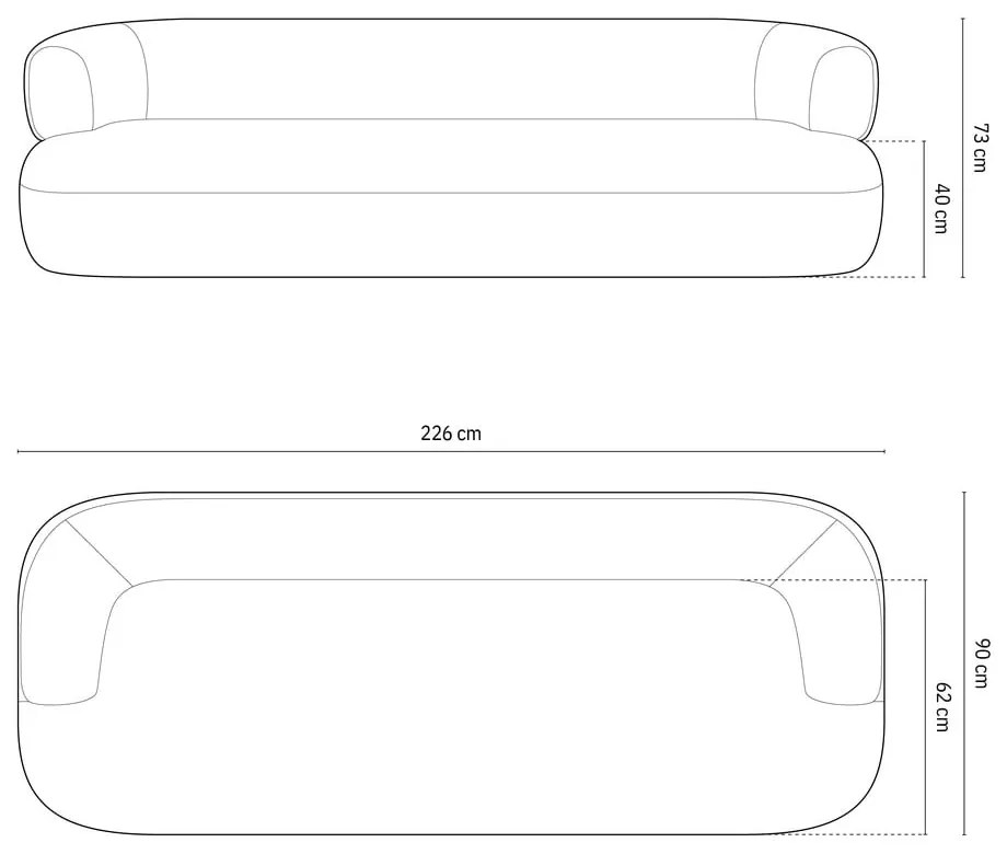 Svetlosivá pohovka z textílie bouclé 226 cm Jenny – Micadoni Home