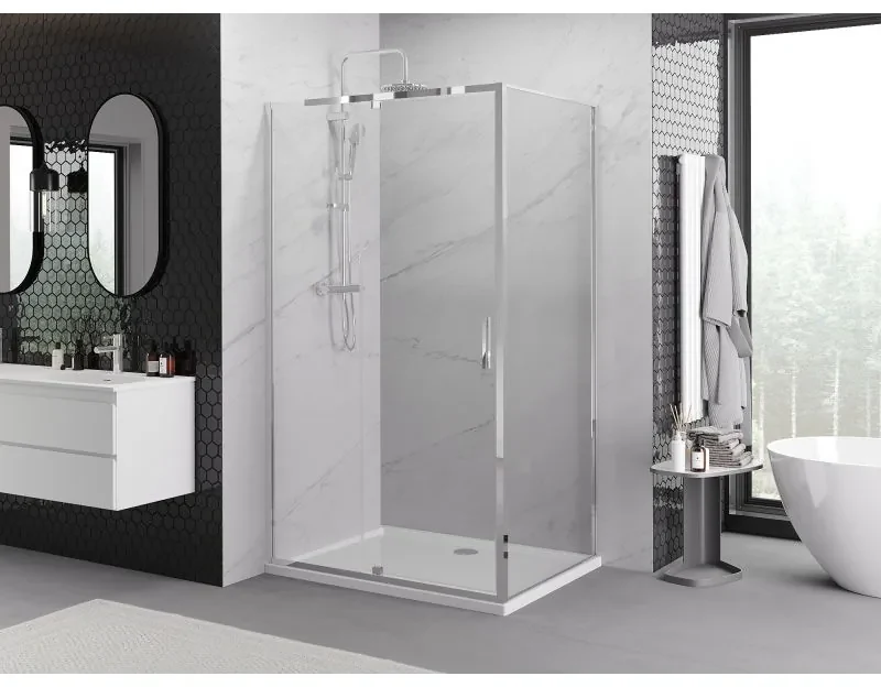 Mexen Exo, sprchovací kút s krídlovými dverami 130 x 85 cm, 6mm číre sklo, chrómový profil, 819-130-085-01-00