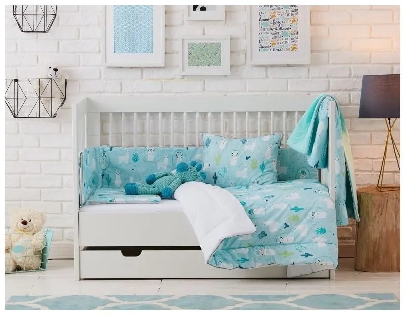 Modrý detský dekoratívny vankúš Pinio Llamas, 45 × 50 cm