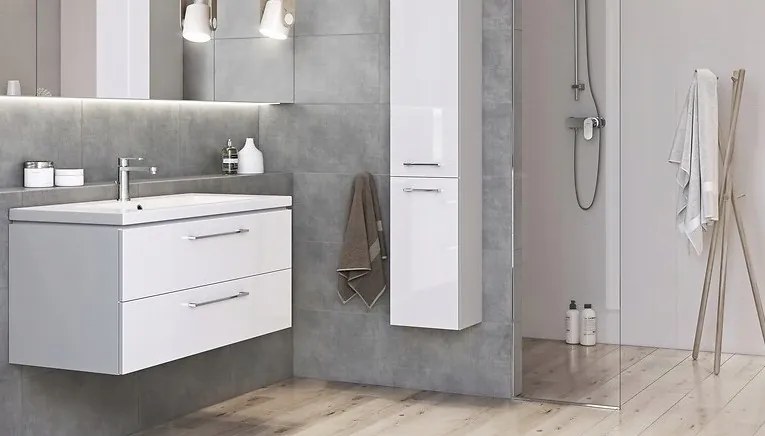 Cersanit Lara Como 80, závesná skrinka + keramické umývadlo, 794x447x460 mm, biela lesklá, S801-149-DSM