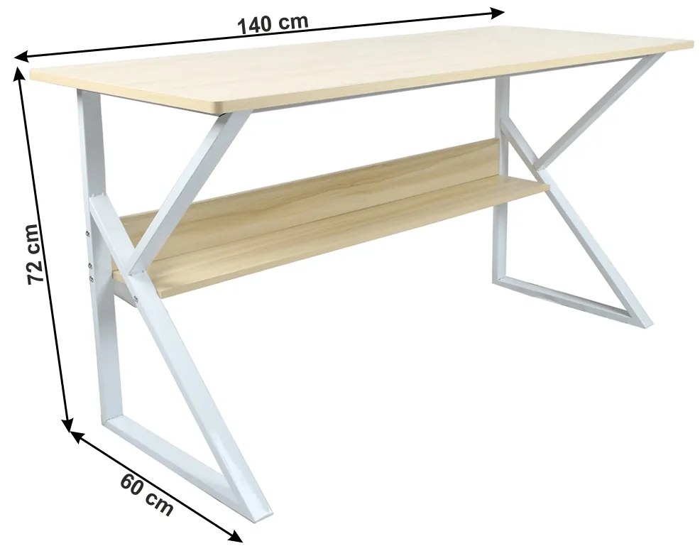 Písací stôl Tarcal 140 - dub / biela