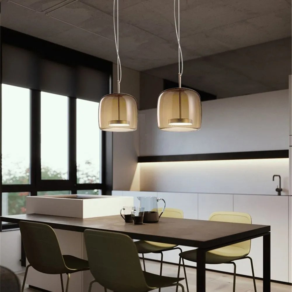 Toolight - LED závesné svietidlo zo skla Amber APP613-1CP, zlatá, OSW-03895