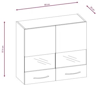 Kuchynská linka VALERIA 180 cm dub sonoma/hnedá