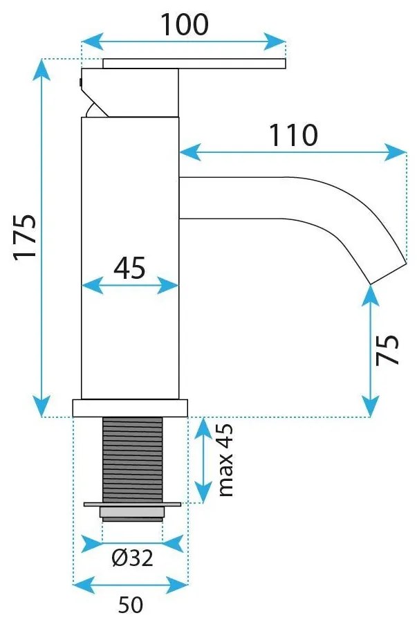 Rea Ontario, umývadlová batéria h-175, medená matná, REA-B0970