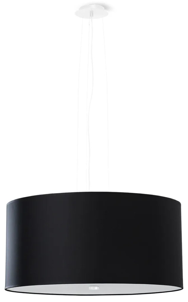 Závesné svietidlo Otto, 1x čierne textilné tienidlo, (biele sklo), (fi 50 cm)