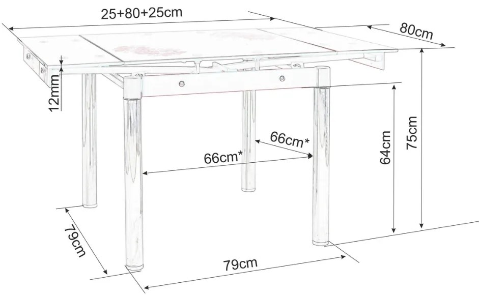 Rozkladací jedálenský stôl 80-131 cm Gerardo (čierna + chrómová) (pre 4 až 6 osôb). Vlastná spoľahlivá doprava až k Vám domov. 1050189