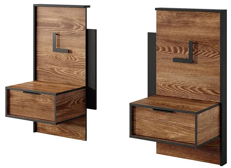 Nočné stolíky MILTON 2 kusy Gaštan/antracit