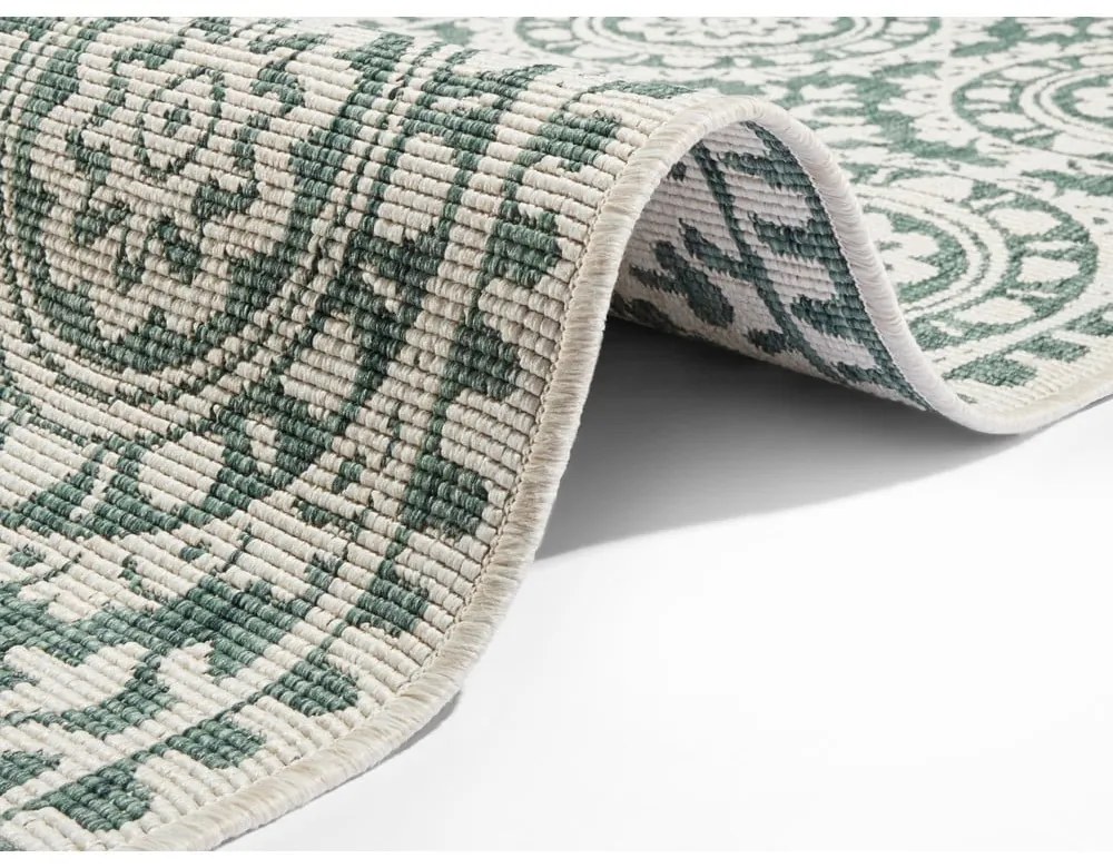 Zeleno-krémový vonkajší koberec NORTHRUGS Jardin, 80 x 250 cm