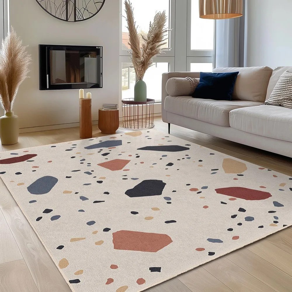 Krémový prateľný behúň 60x230 cm Cracked Terrazzo – Mila Home