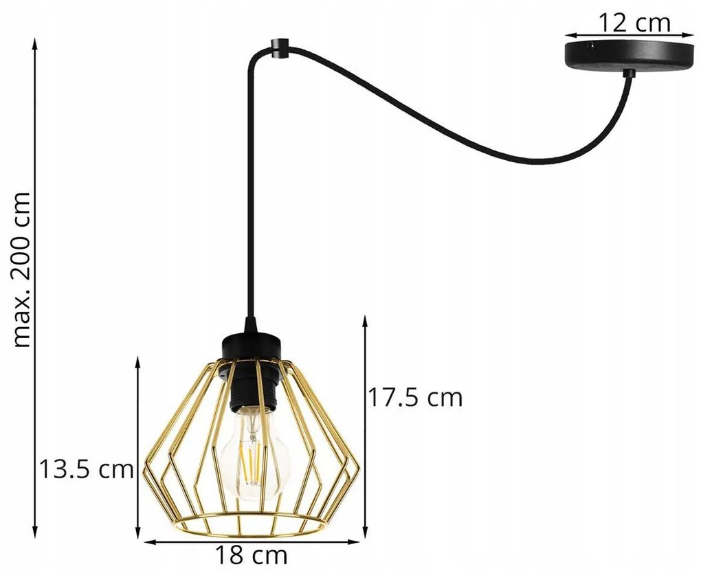 Závesné svietidlo NUVOLA SPIDER 1, 1x zlaté drôtené tienidlo