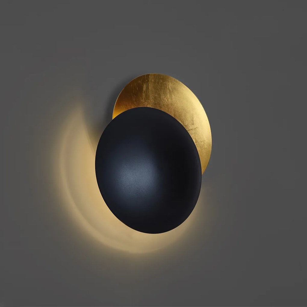 Moderné nástenné svietidlo čierne so zlatou farbou 34,5 cm 2-svetlá - Sunrise