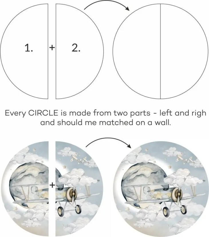 Samolepka do detskej izby lietadlo v kruhu L