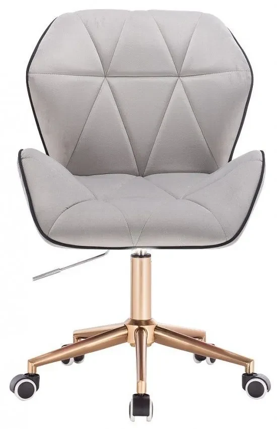 LuxuryForm DESIGN Stolička MILANO MAX VELUR na zlatej podstave s kolieskami - šedá