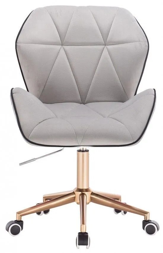 LuxuryForm DESIGN Stolička MILANO MAX VELUR na zlatej podstave s kolieskami - sivá
