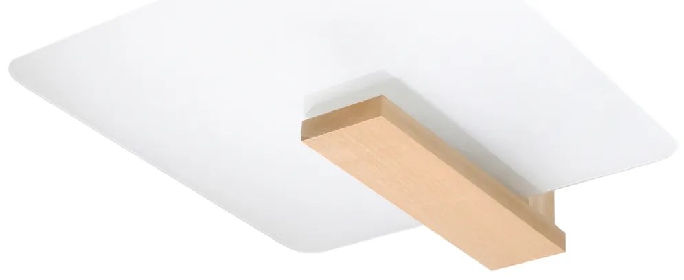 Stropné svietidlo Lappo, 1x mliečne sklenené tienidlo, drevo